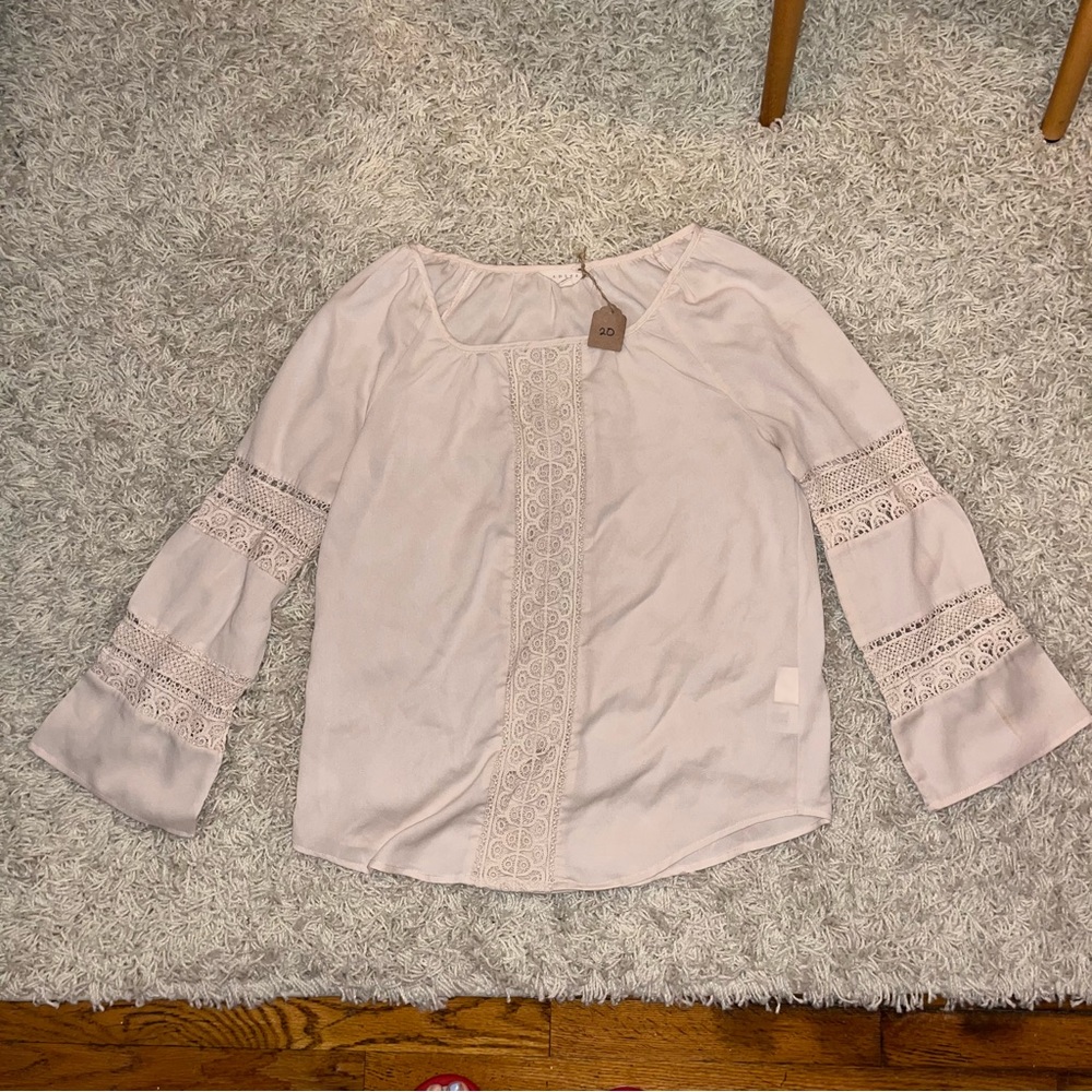 boho long sleeve lace bohemian mermaid core white off white beige cream blouse